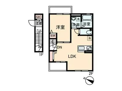 ラコート鶴ヶ峰(1LDK/2階)の間取り写真