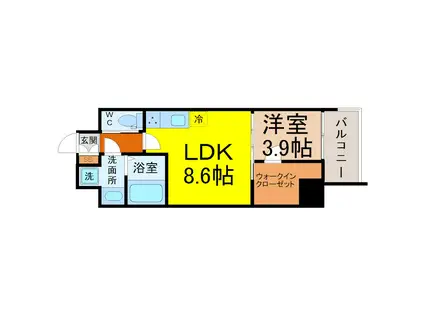 BMG RESIDENCE(1LDK/9階)の間取り写真
