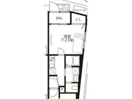 ソレール(1K/1階)の間取り写真