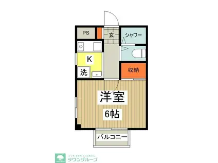 コーポこみや(1K/2階)の間取り写真