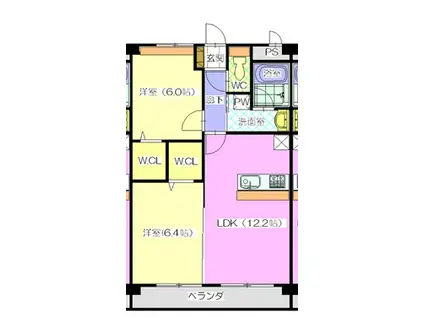 SUN島田(2LDK/1階)の間取り写真