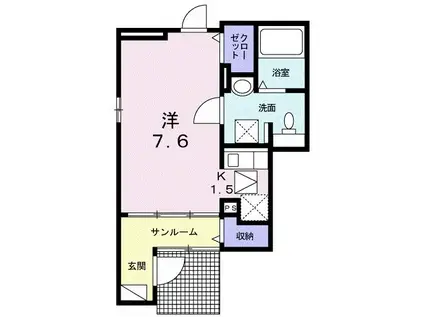 プランドール文丘(1K/1階)の間取り写真