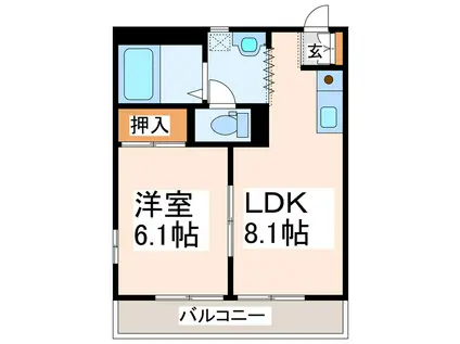 ディアス帯山 (1LDK/2階)の間取り写真