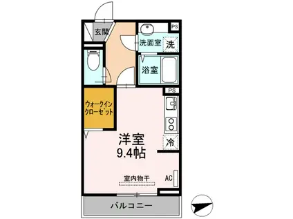 ディールーム新涯(ワンルーム/3階)の間取り写真