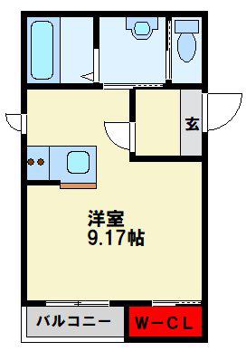 BRAVE BASE 陣原東(1K/3階)の間取り写真