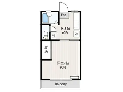 スカイパーク(1K/2階)の間取り写真