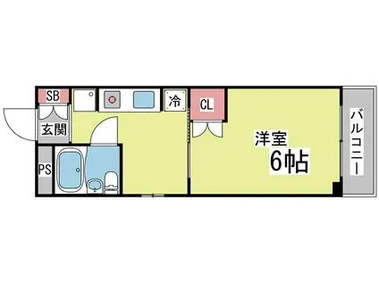 レジデンス六甲(1K/3階)の間取り写真