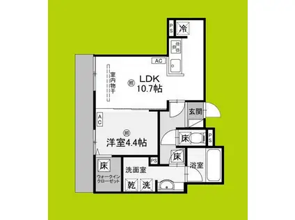 D-RESIDENCE蛍池西町(1LDK/1階)の間取り写真