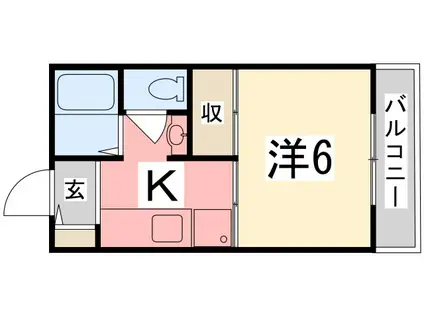 ヴィラ北平野(1K/2階)の間取り写真