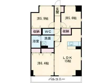 アグレアーブル(3LDK/3階)の間取り写真