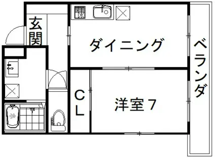 地下鉄千日前線 南巽駅 徒歩16分 3階建 築5年(1LDK/2階)の間取り写真