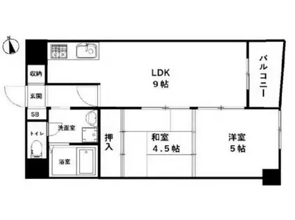 サンコート東難波(2LDK/3階)の間取り写真