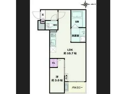 JACK SOTOSHINI(1LDK/1階)の間取り写真