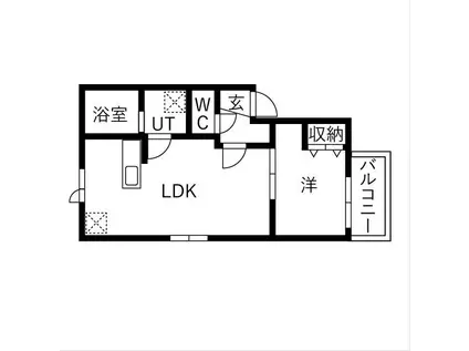 LA VITA二日市駅前VI(1LDK/1階)の間取り写真
