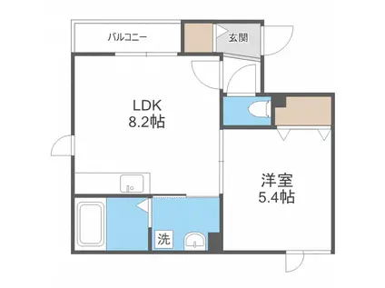 HD平岸(1LDK/1階)の間取り写真