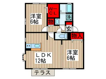 マリンハイツ(2LDK/1階)の間取り写真