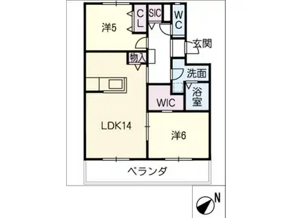 アメニティハイツ(2LDK/1階)の間取り写真