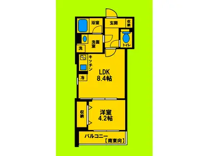 ソラシア ルフラ 吹田岸部(1LDK/2階)の間取り写真