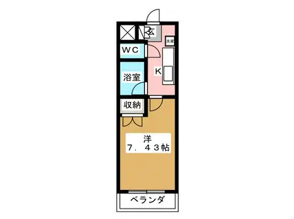 SUNNYハイツNAOE(1K/1階)の間取り写真