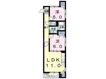 ガーデンテラス 四季(2LDK/3階)の間取り写真