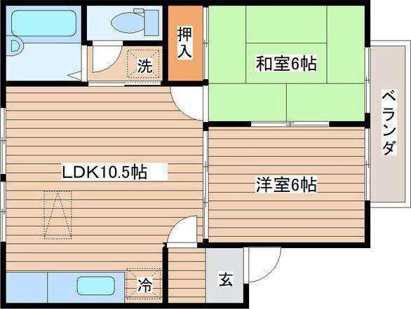 ウォクヒル・北山(2LDK/2階)の間取り写真