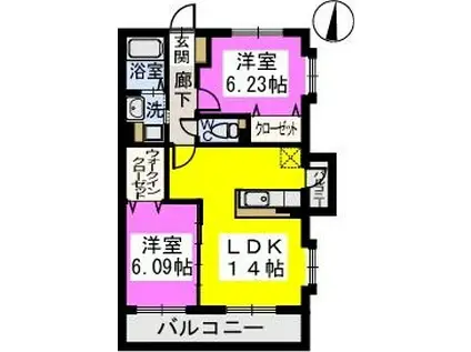 カーサ コスタ(2LDK/1階)の間取り写真