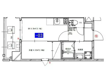 MODERN PALAZZO 博多駅南5丁目(1DK/2階)の間取り写真