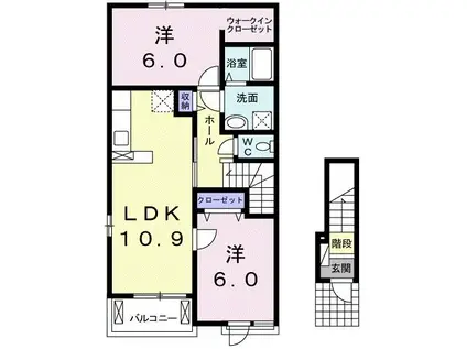 ニュアージュ II(2LDK/2階)の間取り写真