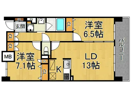 KDX宝塚レジデンス(2LDK/4階)の間取り写真