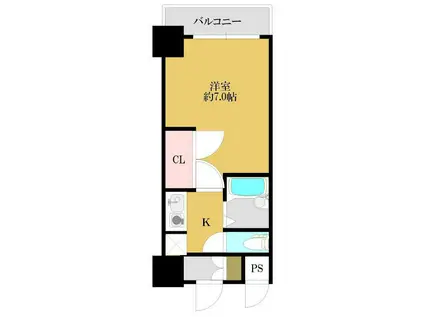 ヴェローナ目黒(1K/4階)の間取り写真