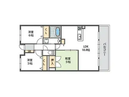 パデシオン伏見駅前602(3LDK/6階)の間取り写真