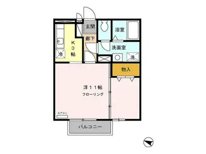 エンジェル湘南(1K/2階)の間取り写真