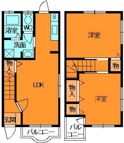 ブリアンアヴニール二上(2LDK/1階)の間取り写真