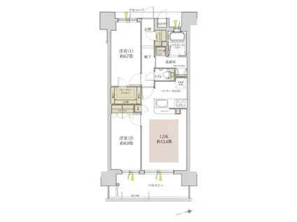 ワコーレ姫路呉服町(2LDK/8階)の間取り写真