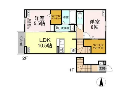 CASA TAKEKURA(2LDK/2階)の間取り写真