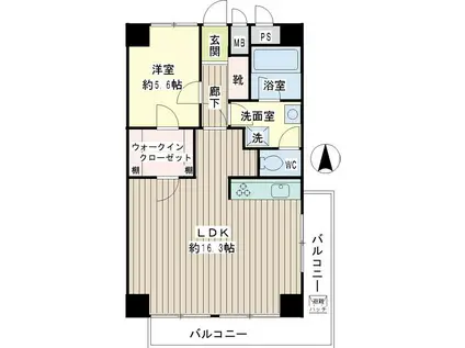 ニックハイム三笠公園(1LDK/10階)の間取り写真