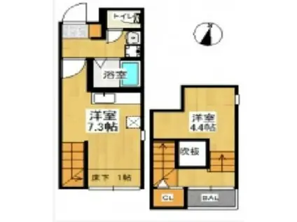 MAISONETIC APEX(ワンルーム/1階)の間取り写真