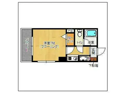 ピュアドームグラース天神(1K/9階)の間取り写真