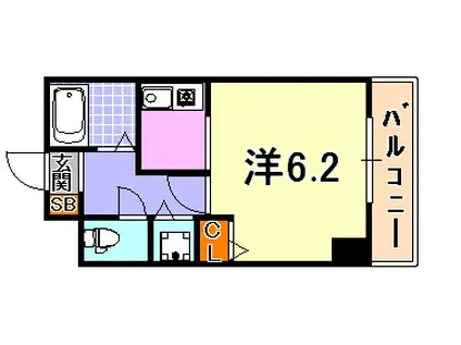 ロイヤルヒル神戸三ノ宮(ワンルーム/2階)の間取り写真