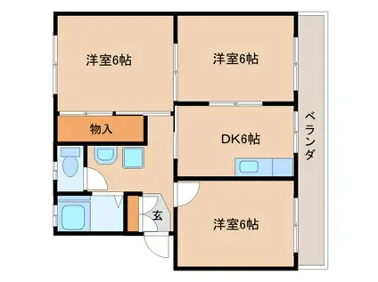 サンハイツ三保(3DK/3階)の間取り写真