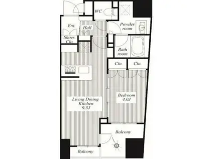 インプレストコア四谷坂町(1LDK/5階)の間取り写真