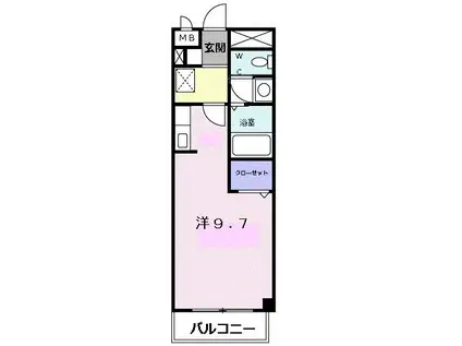 カリーノハウスB(ワンルーム/2階)の間取り写真