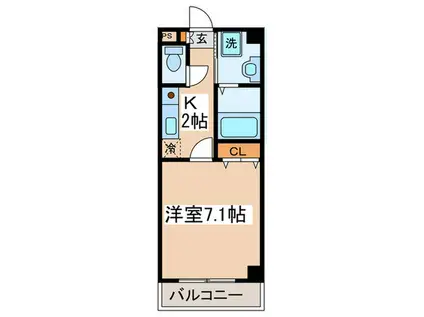 ベルデュール調布国領(1K/3階)の間取り写真