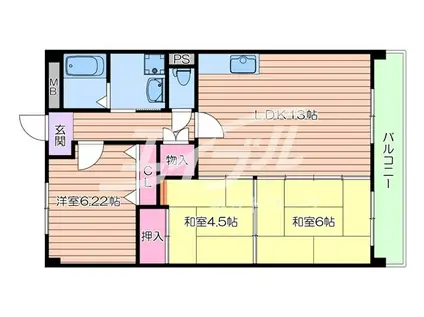 パインコート江坂I(3LDK/2階)の間取り写真