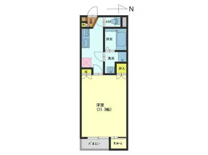 WISH AK(1K/2階)の間取り写真