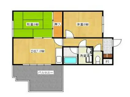 ハイツ水池(2DK/3階)の間取り写真