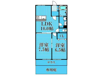 アンジャベル(2LDK/1階)の間取り写真