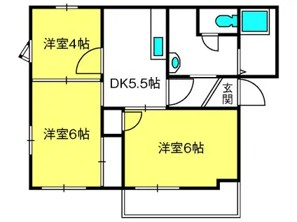 エスポワールE(3DK/2階)の間取り写真