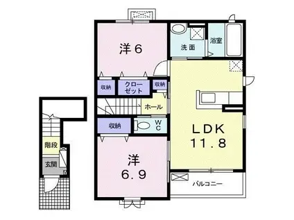 クレバーハウスII(2LDK/2階)の間取り写真