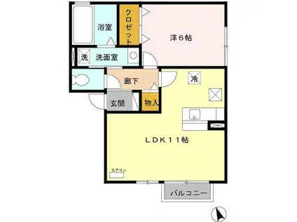スプリングベルテ(1LDK/1階)の間取り写真